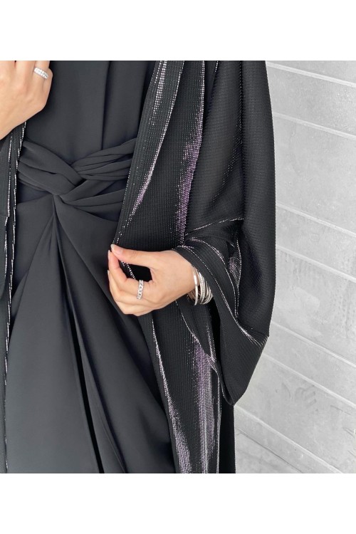 Abaya Black Silver
