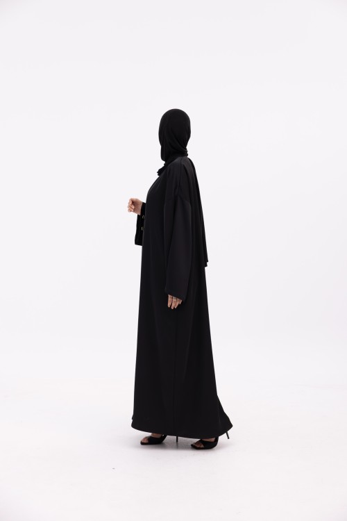 Abaya Soraya noir satiné