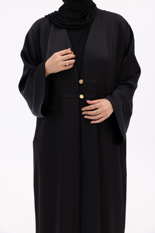 Abaya Soraya noir satiné