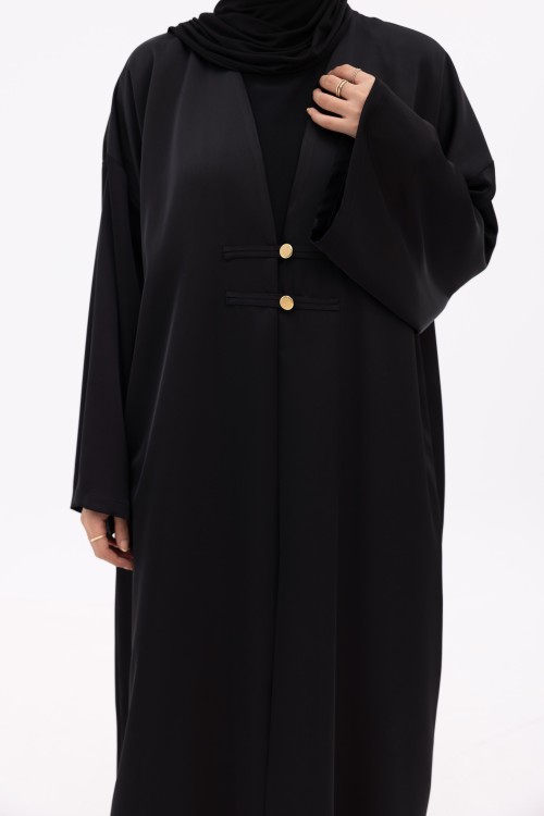 Abaya Soraya noir satiné