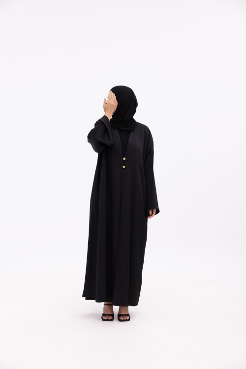 Abaya Soraya noir satiné