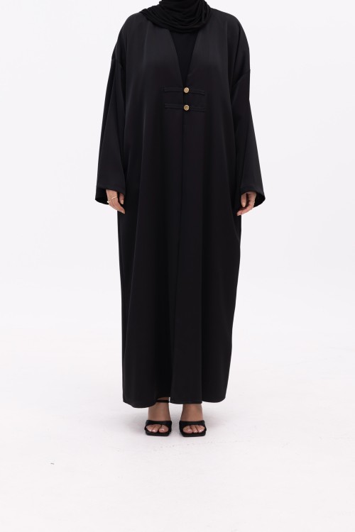 Abaya Soraya noir satiné