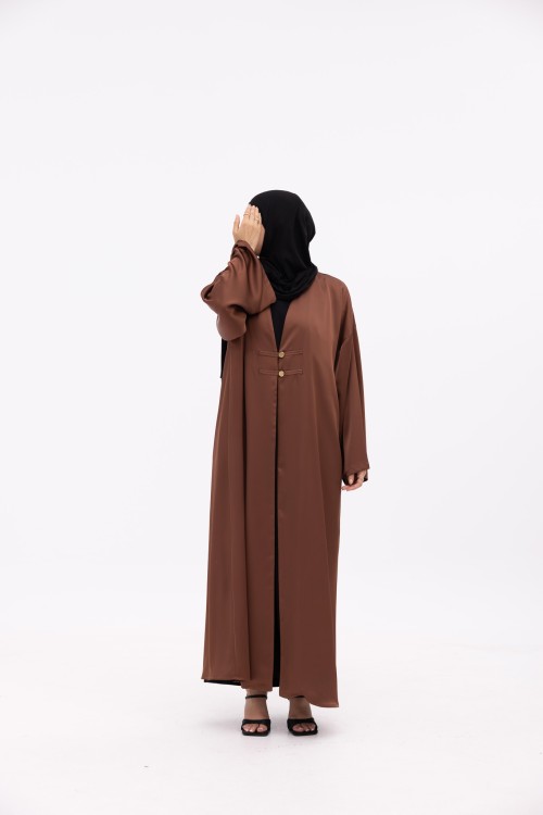 Abaya Soraya marron satiné