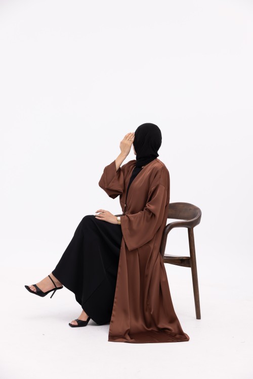 Abaya Soraya marron satiné