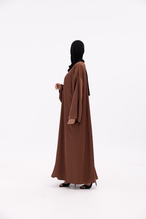 Abaya Soraya marron satiné