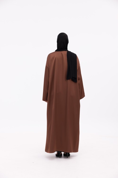 Abaya Soraya marron satiné