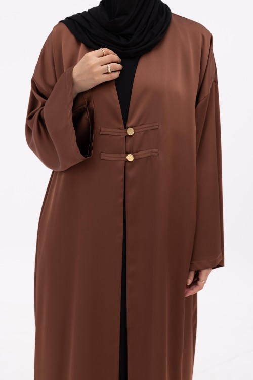 Abaya Soraya marron satiné