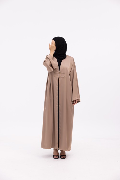Abaya Soraya taupe satiné