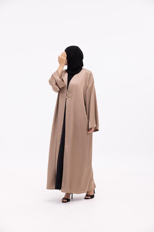 Abaya Soraya taupe satiné