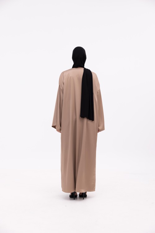 Abaya Soraya taupe satiné