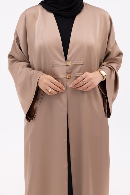 Abaya Soraya taupe satiné