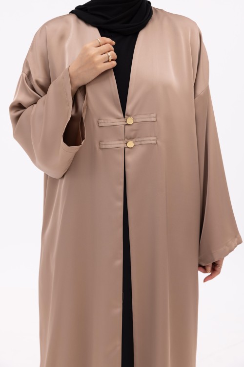 Abaya Soraya taupe satiné