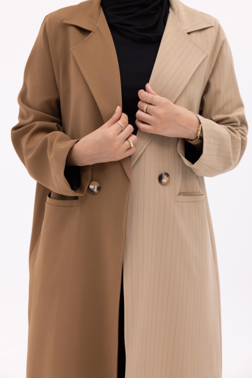 Blazer Noemie camel & beige rayé