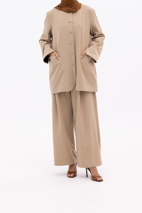 Ensemble Maris beige rayé