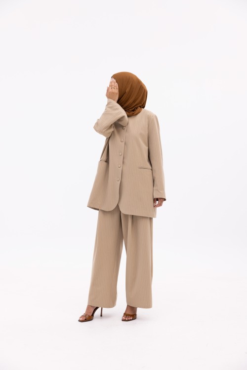 Ensemble Maris beige rayé
