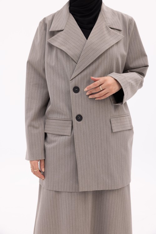 Ensemble Ilona gris rayé