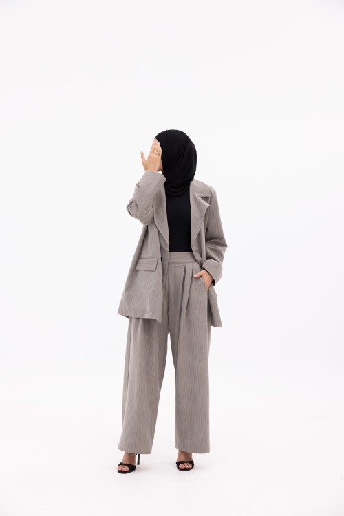 Ensemble Ilona gris rayé