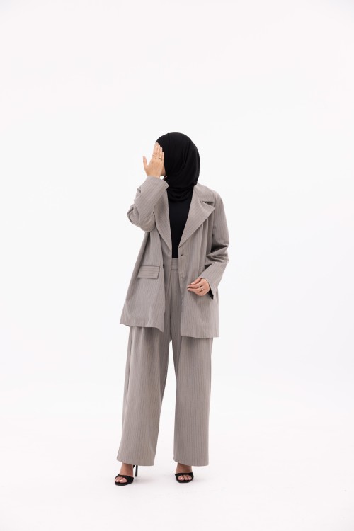Ensemble Ilona gris rayé