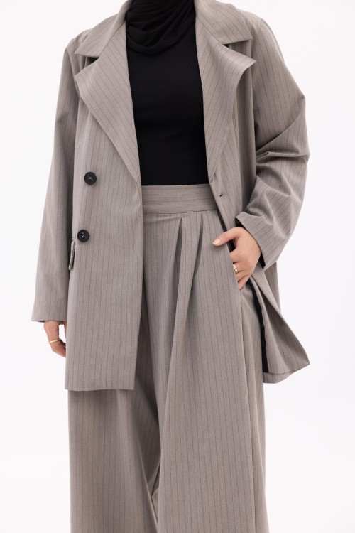 Ensemble Ilona gris rayé