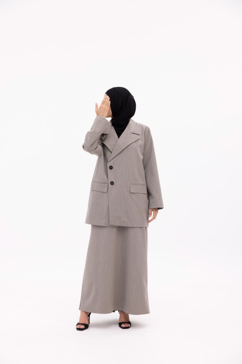Ensemble Ilona gris rayé