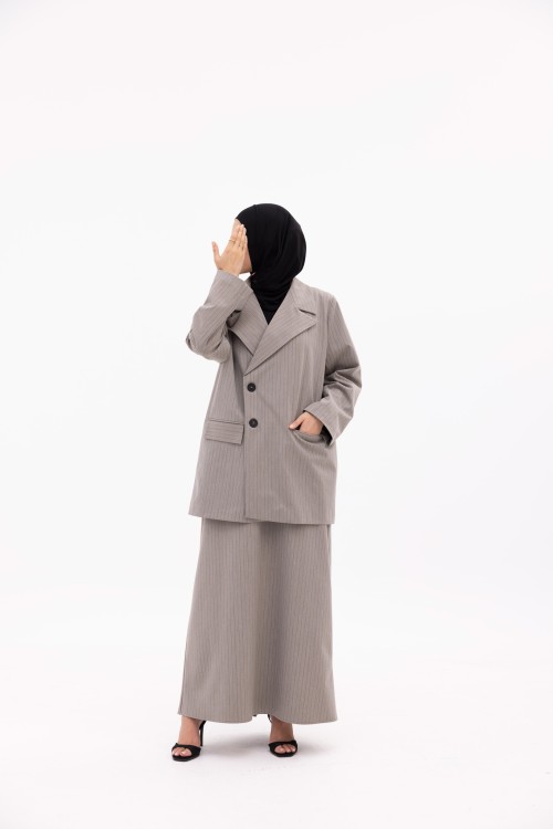 Ensemble Ilona gris rayé