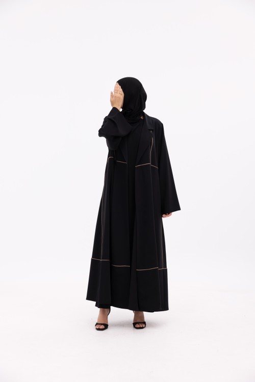 Abaya Ariane noir & taupe