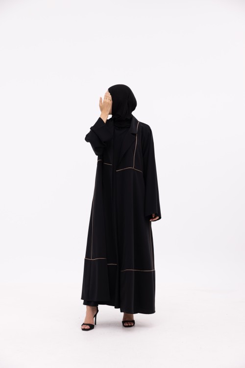 Abaya Ariane noir & taupe