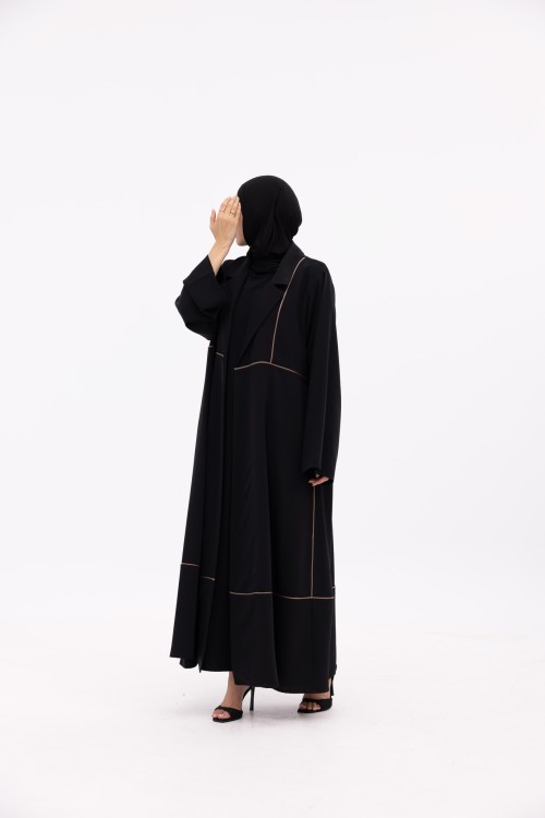 Abaya Ariane noir & taupe