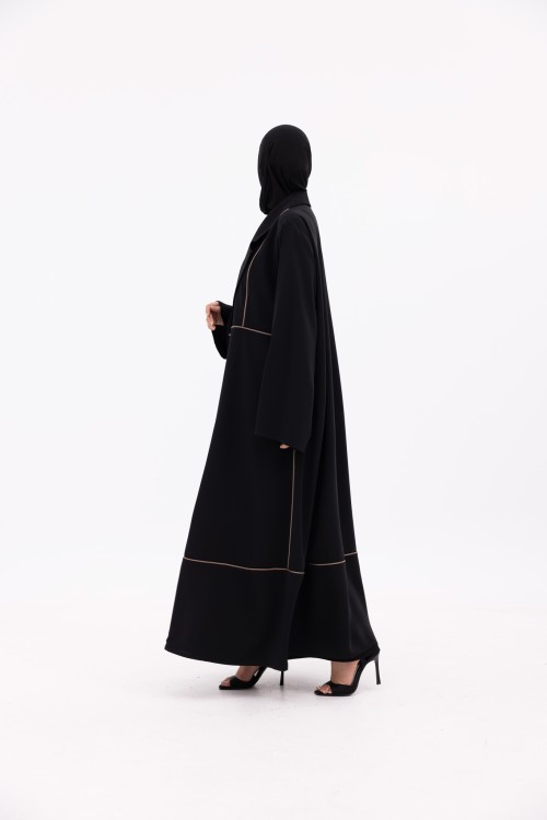 Abaya Ariane noir & taupe