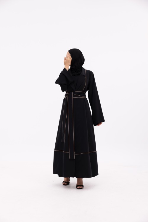 Abaya Ariane noir & taupe