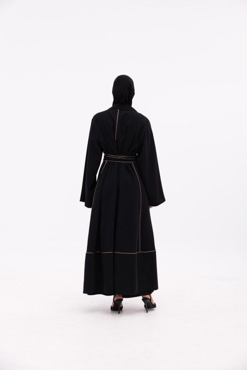 Abaya Ariane noir & taupe