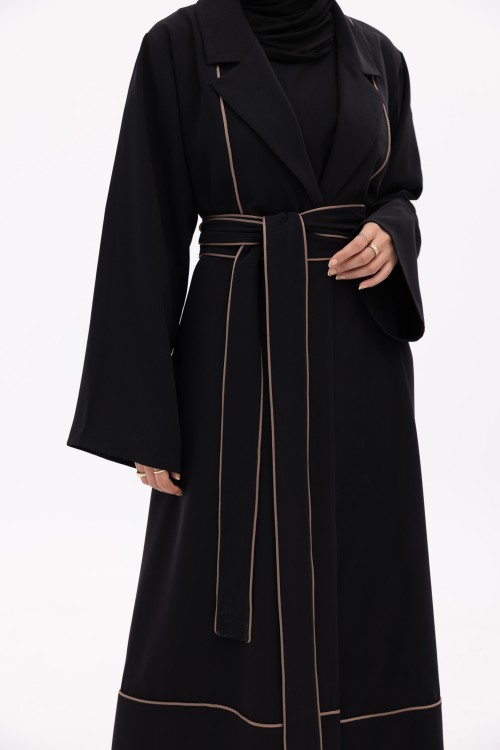 Abaya Ariane noir & taupe