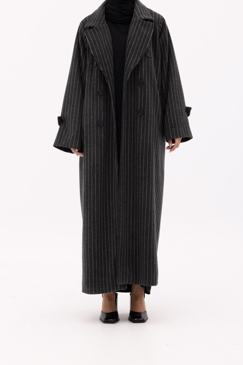Manteau Sézanne rayé gris