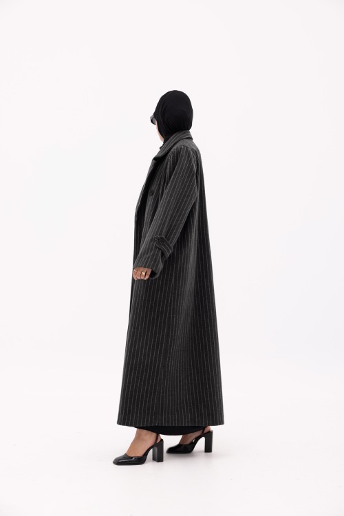 Manteau Sézanne rayé gris