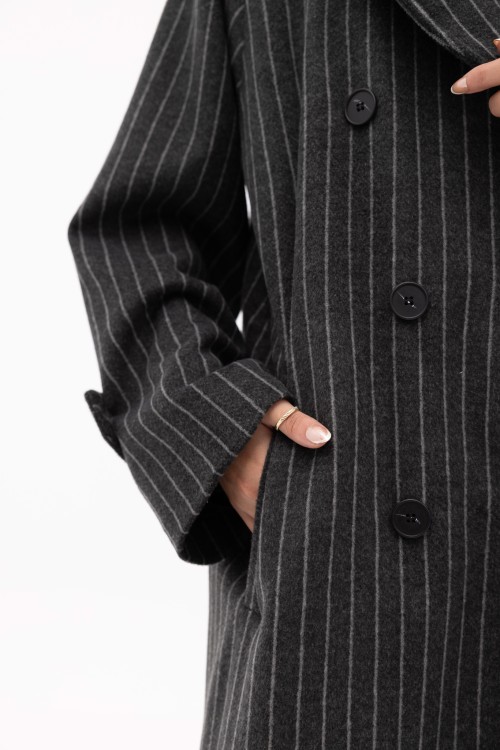 Manteau Sézanne rayé gris