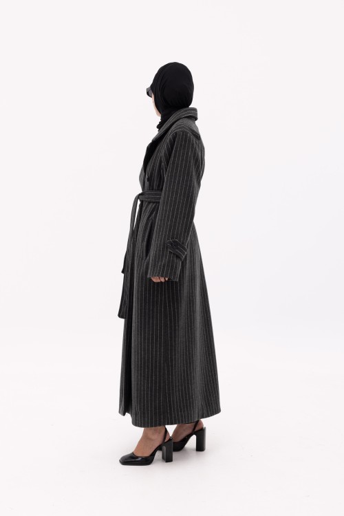 Manteau Sézanne rayé gris