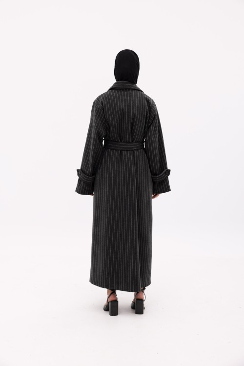 Manteau Sézanne rayé gris