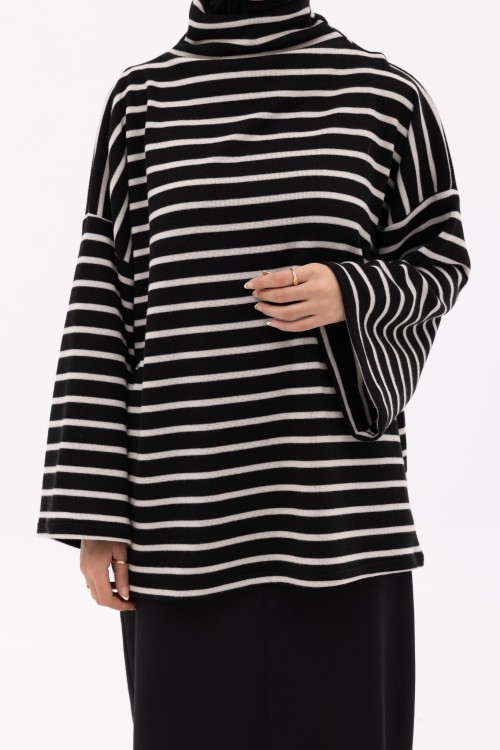 Pull Tan Rayé noir