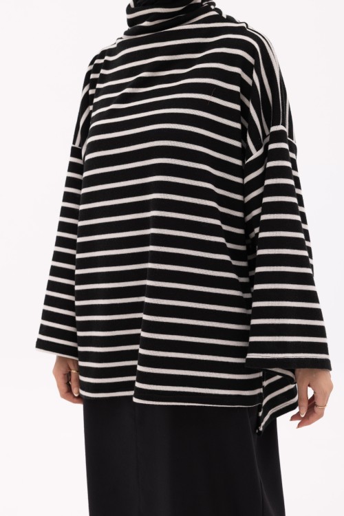 Pull Tan Rayé noir
