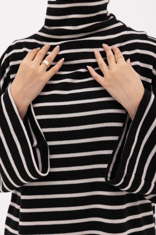 Pull Tan Rayé noir
