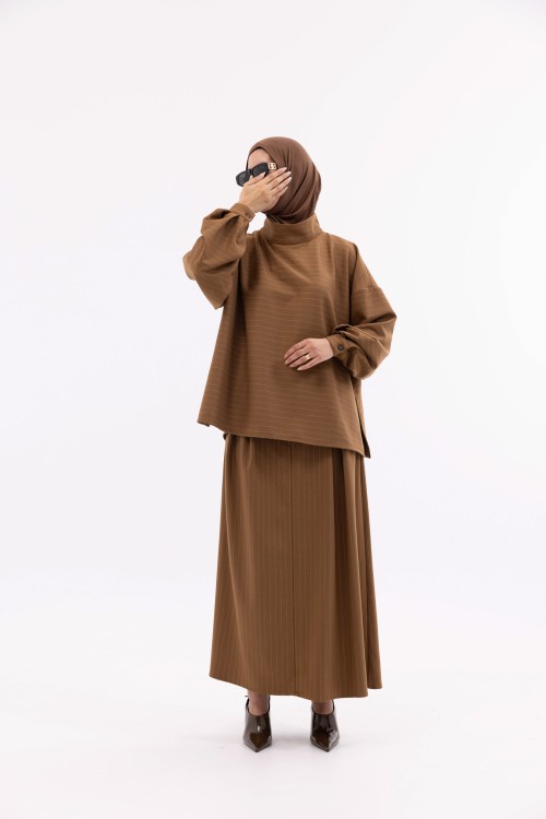Ensemble Suzy camel rayé