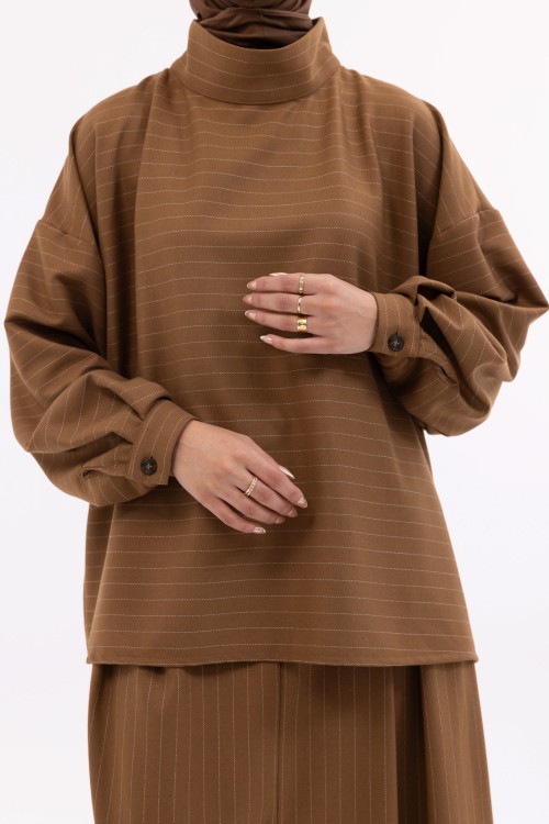 Ensemble Suzy camel rayé