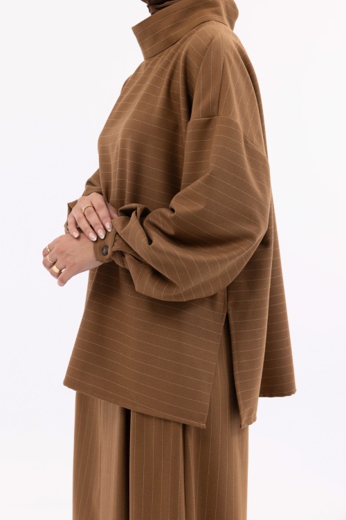 Ensemble Suzy camel rayé