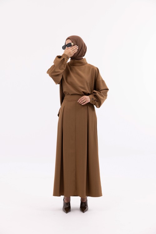 Ensemble Suzy camel rayé