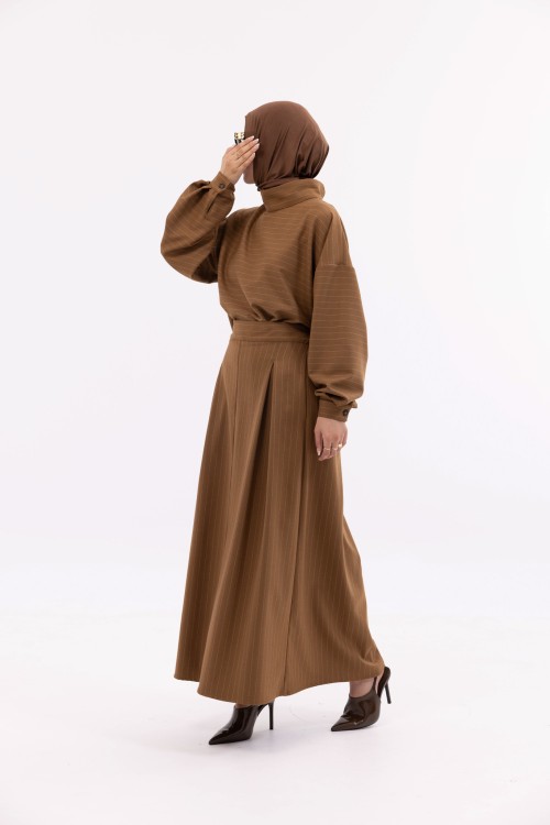 Ensemble Suzy camel rayé