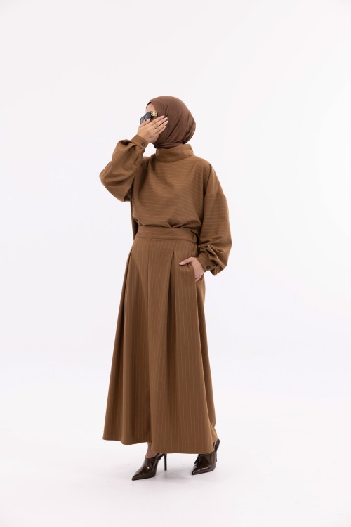 Ensemble Suzy camel rayé