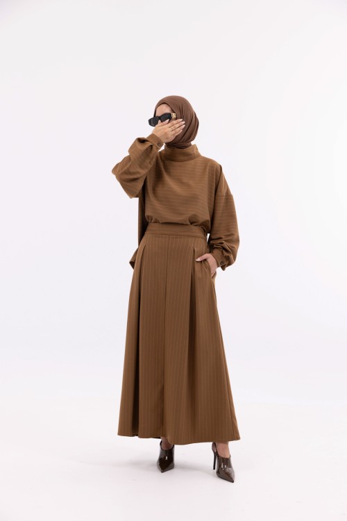 Ensemble Suzy camel rayé