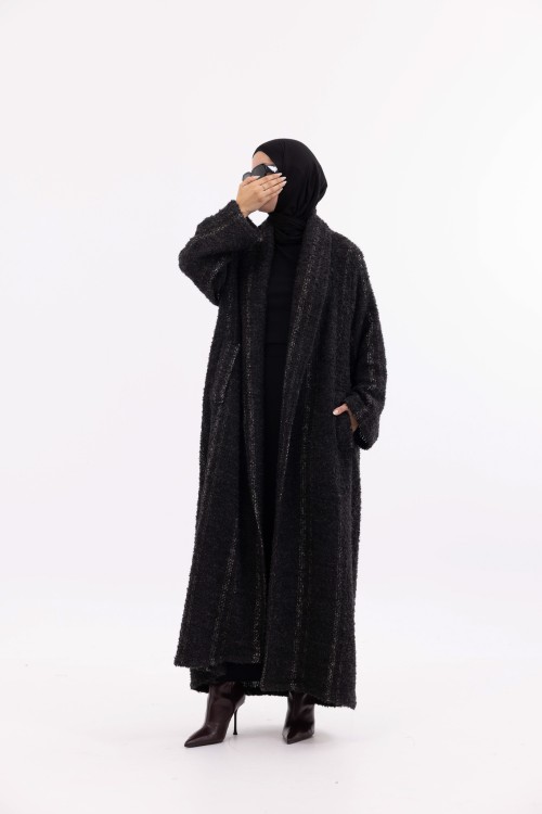 Abaya coat Agathe Ébène rayé