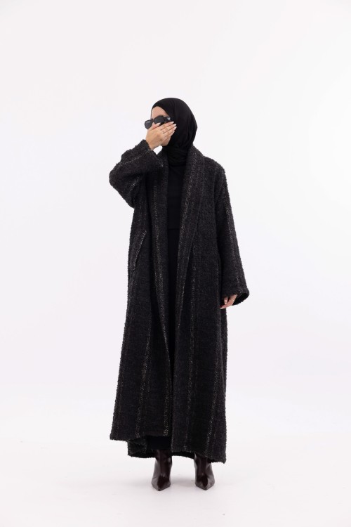 Abaya coat Agathe Ébène rayé