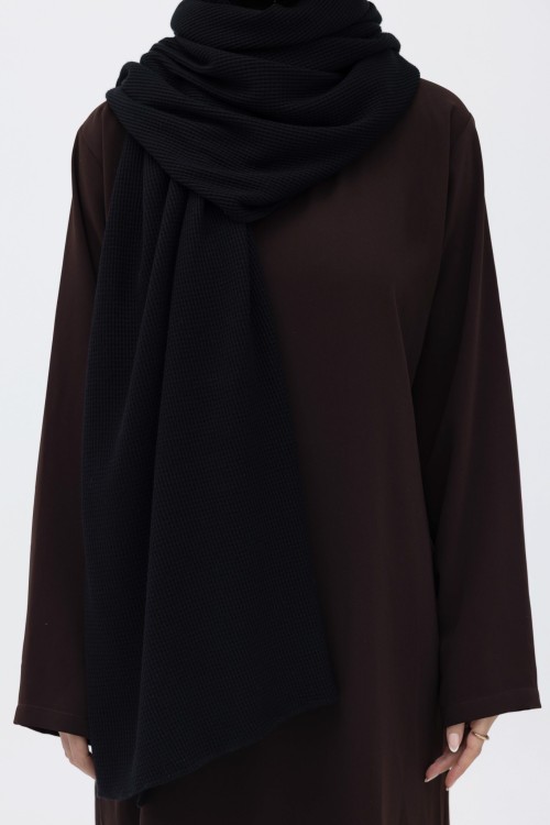 x Echarpe en maille côtelée noire